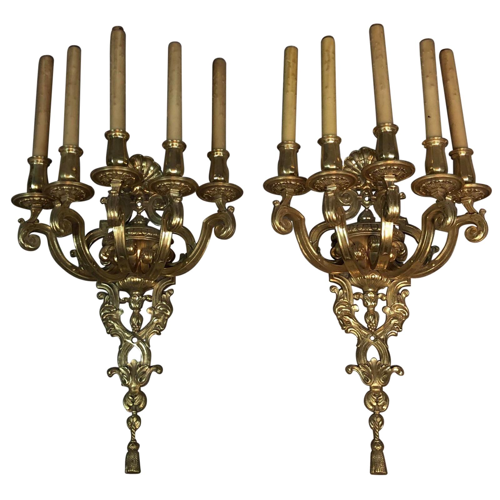 Impressive Doré Bronze Wall Sconces