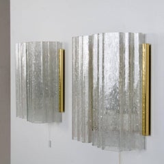 Pair of Doria Brass and Glass Wall Sconces or Lights, 1960s