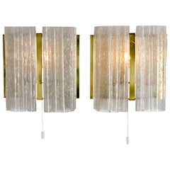 Pair of Doria Brass and Glass Wall Sconces or Lights, 1960s