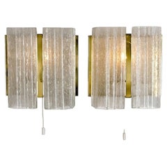 Pair of Doria Brass and Glass Wall Sconces or Lights, 1960s