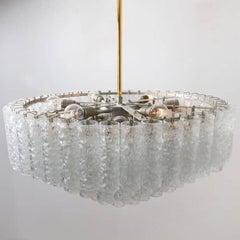 Pair of Doria Giant Ballroom Chandeliers Flush Mounts with 130 Blown Glass Tubes