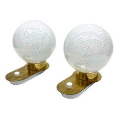 Pair of Doria Leuchten Murano Glass Ball Side or Table Lamps, 1970s, German