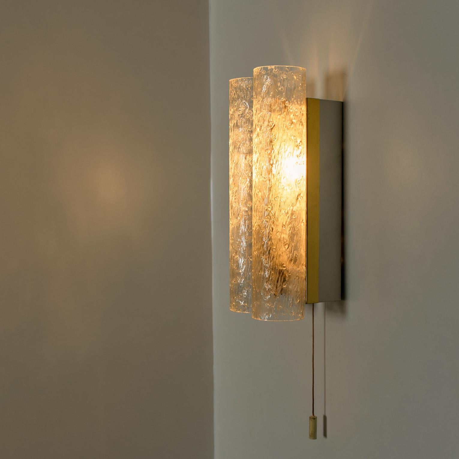 Pair of Doria Wall Lamps in Brass and Glass, 1960s 3