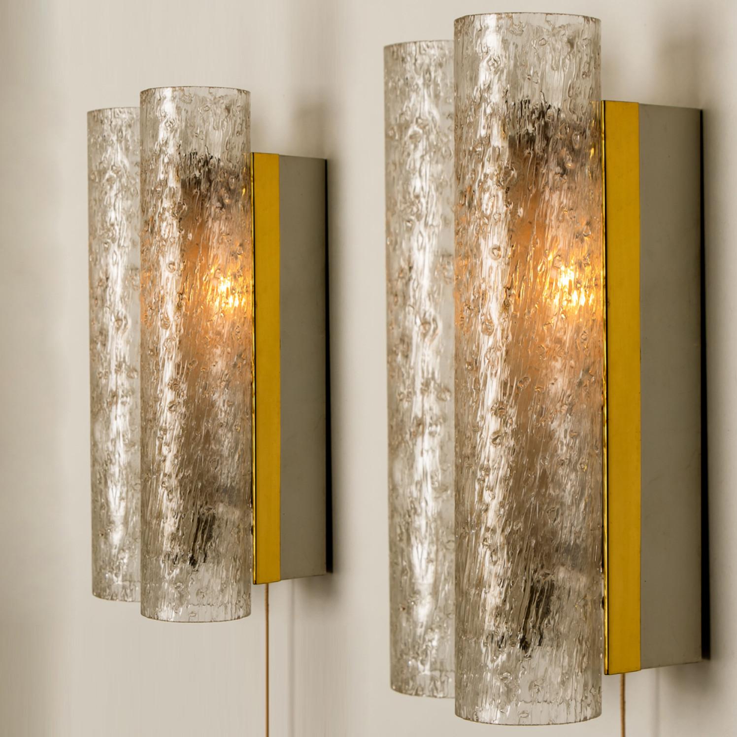 Pair of Doria Wall Lamps in Brass and Glass, 1960s 5