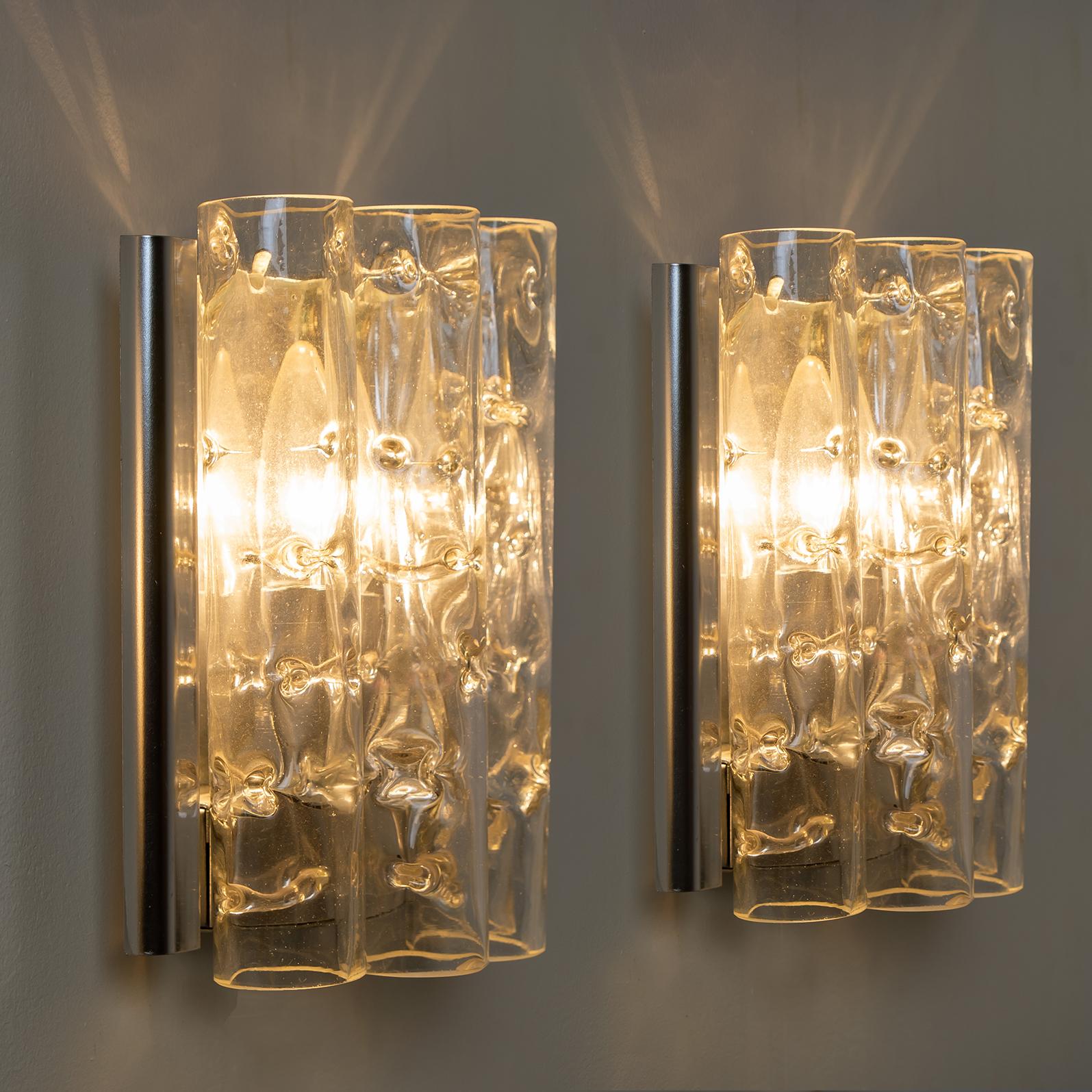 Pair of Doria Wall Lamps in Brass and Glass, 1960s In Good Condition For Sale In Rijssen, NL