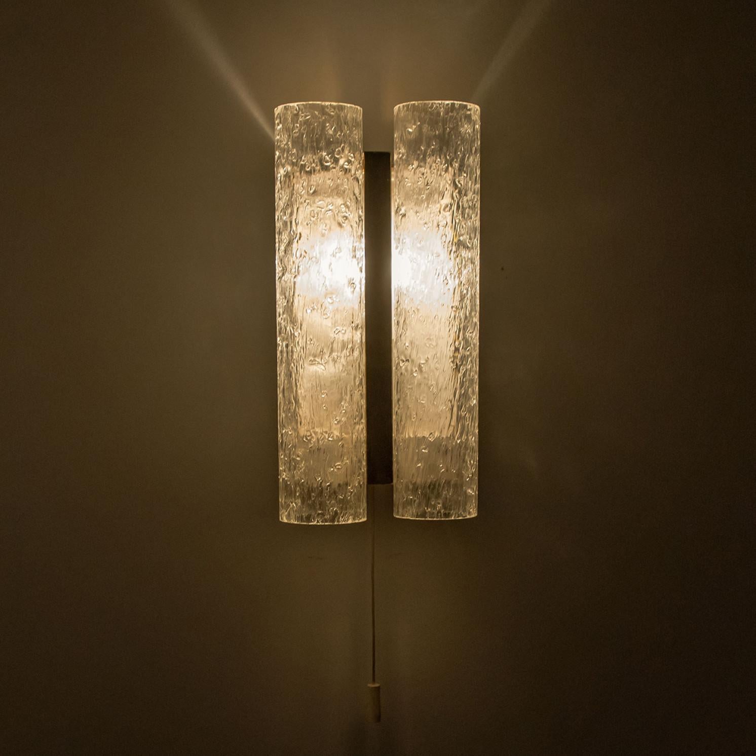 Other Pair of Doria Wall Lamps in Brass and Glass, 1960s