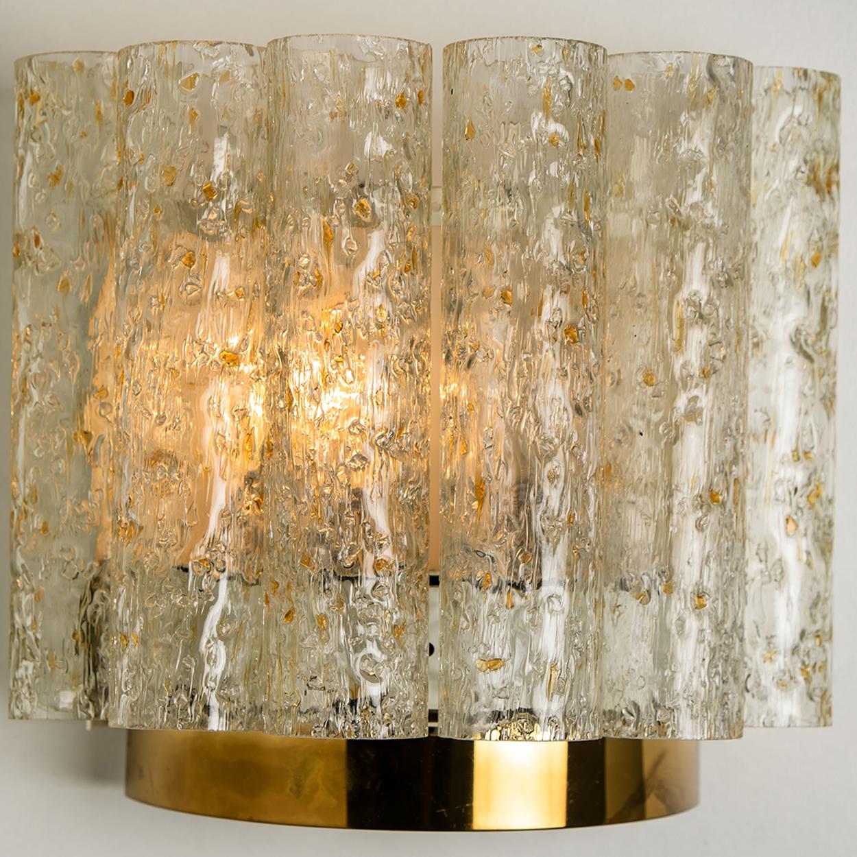 Late 20th Century Pair of Doria Wall Lamps in Brass and Glass, 1960s For Sale