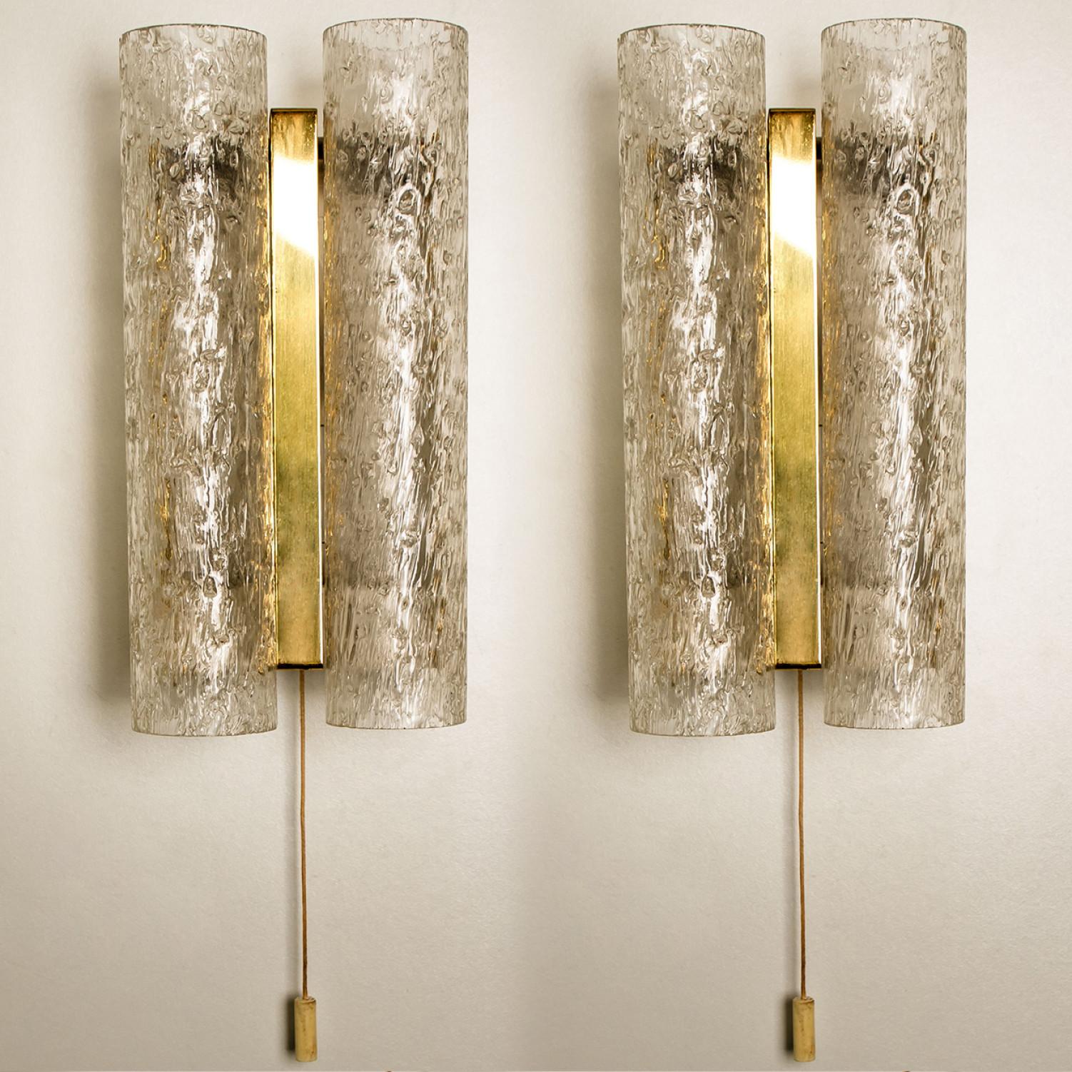 Pair of Doria Wall Lamps in Brass and Glass, 1960s In Good Condition In Rijssen, NL