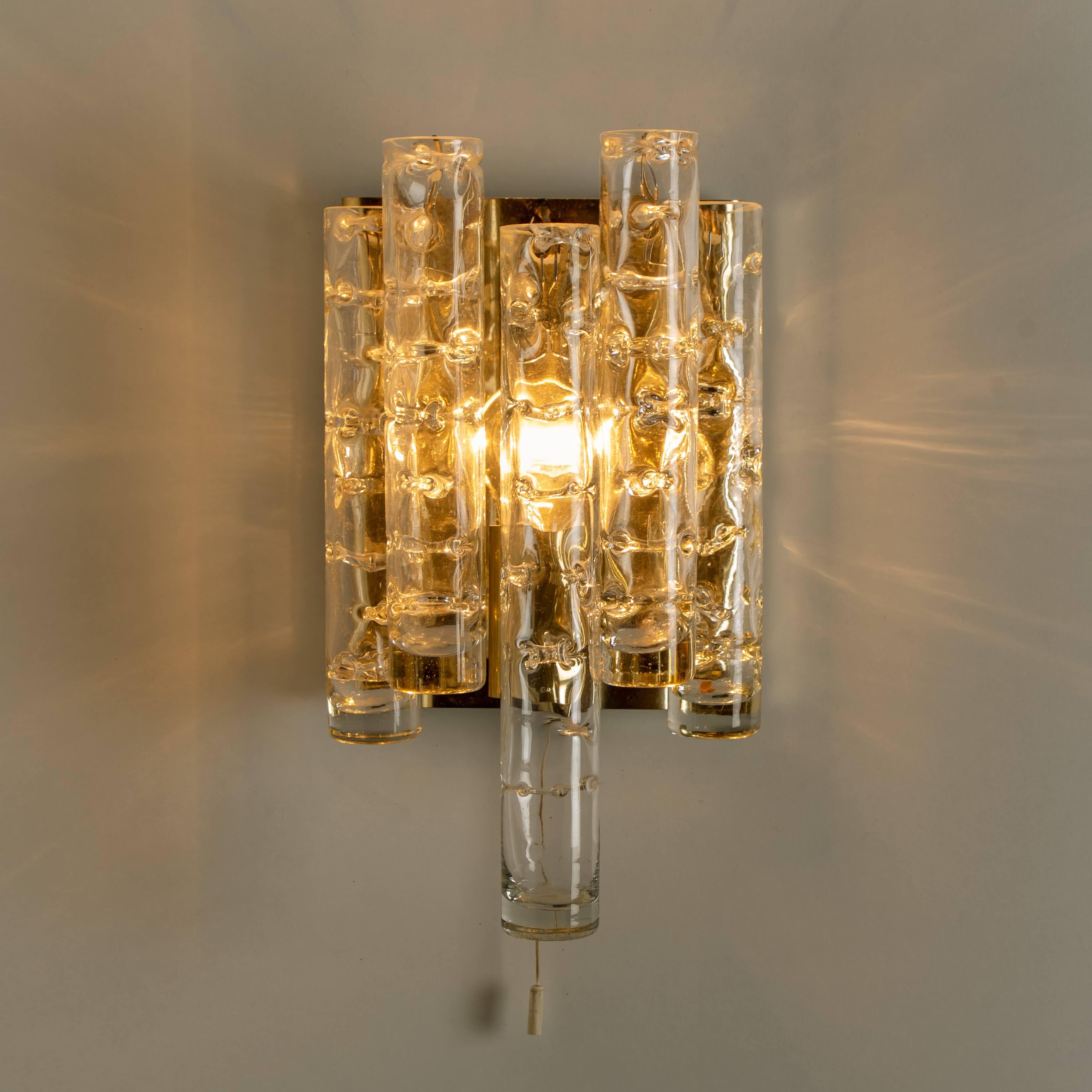 Pair of Doria Wall Lamps in Brass and Glass, 1960s For Sale 1