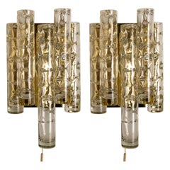 Pair of Doria Wall Lamps in Brass and Glass, 1960s