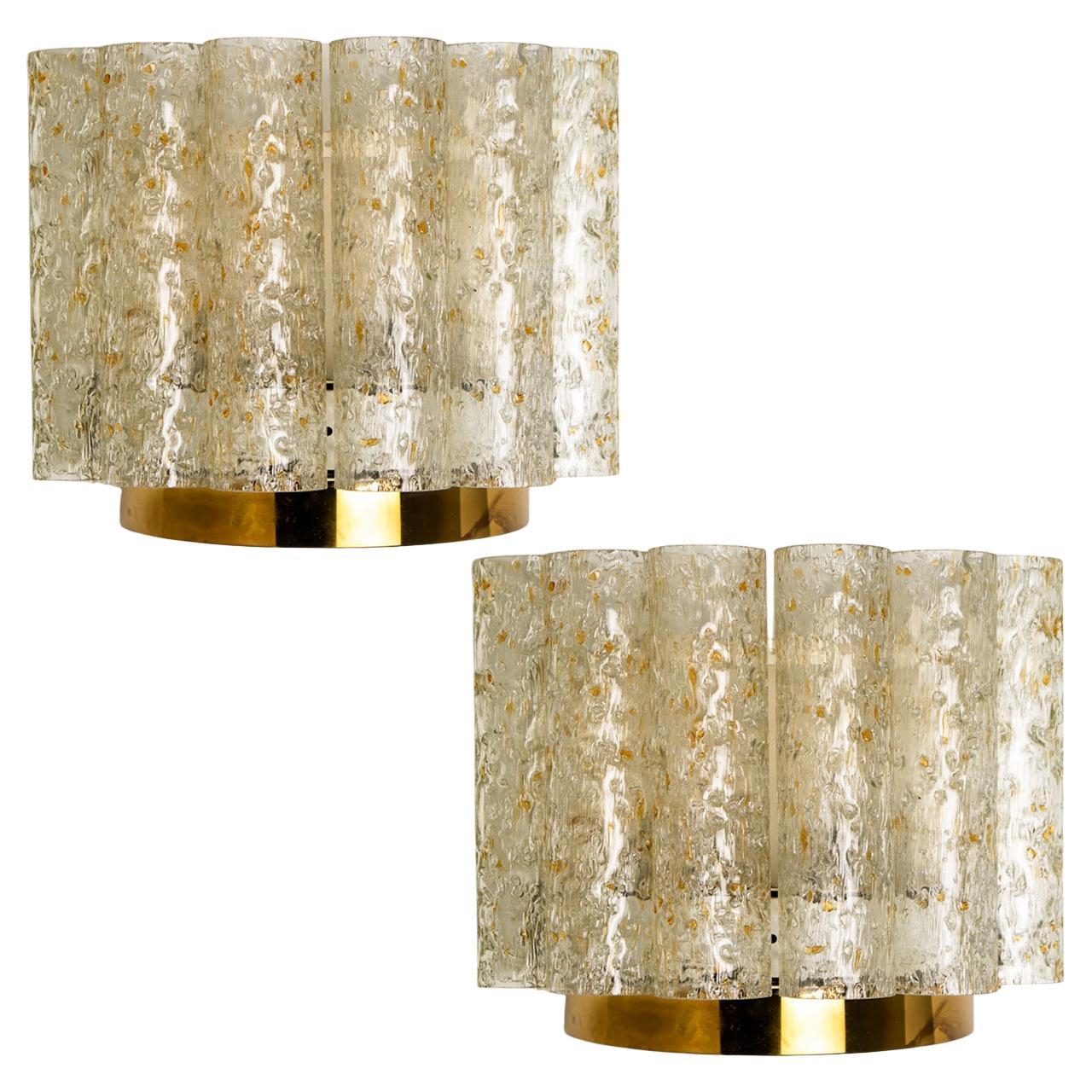 Pair of Doria Wall Lamps in Brass and Glass, 1960s For Sale
