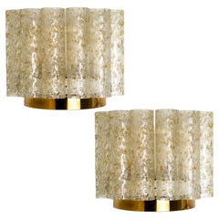 Vintage Pair of Doria Wall Lamps in Brass and Glass, 1960s
