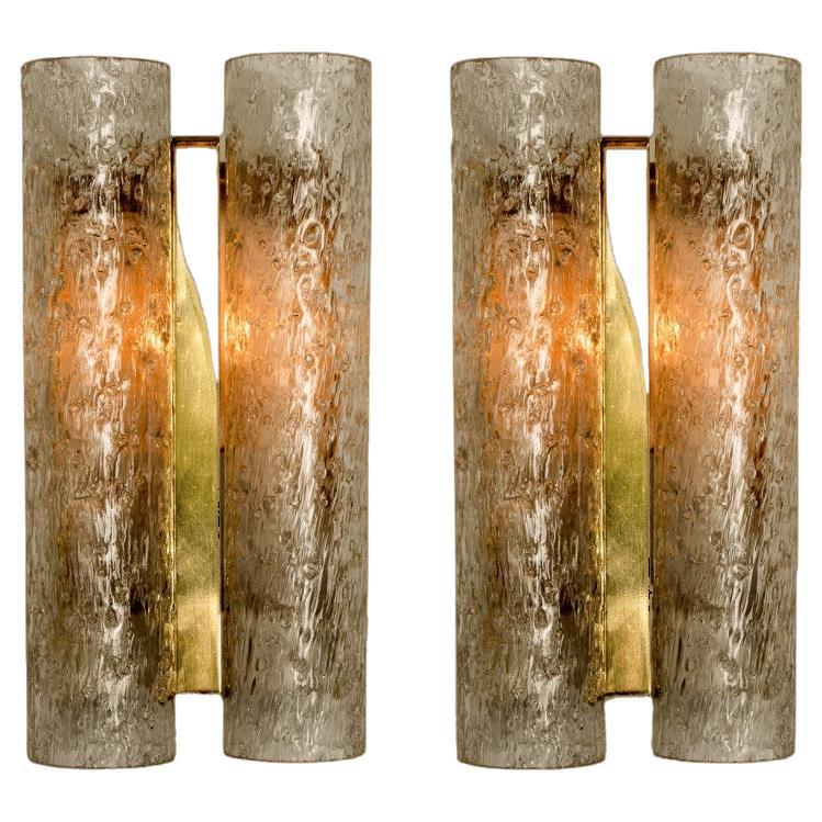 Pair of Doria Wall Lamps in Brass and Glass, 1960s