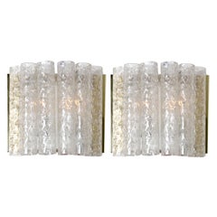 Pair of Doria Wall Lamps in Brass and Glass, 1970s