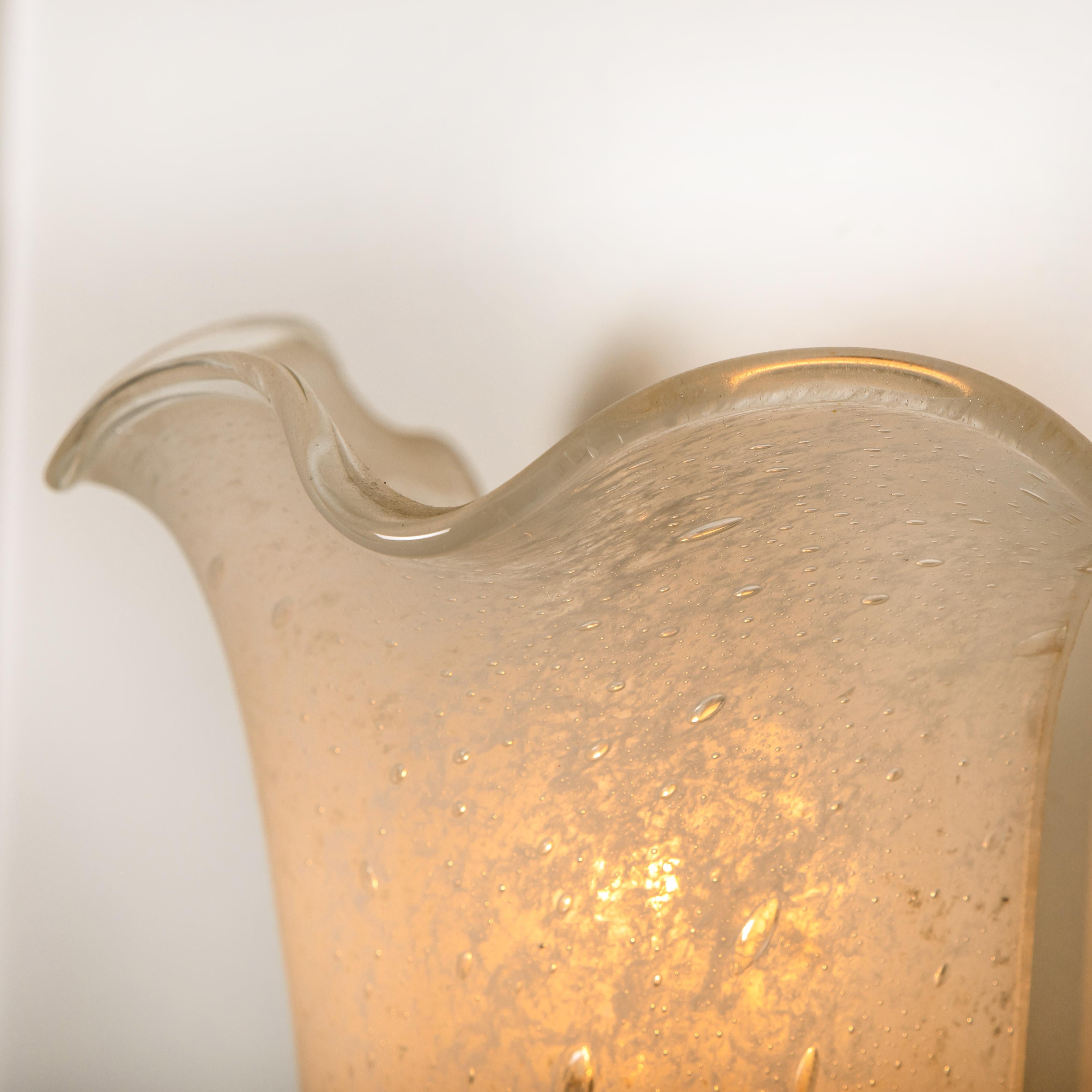 Pair of Doria Wall Sconces, Brass and Textured Glass, 1960s 5