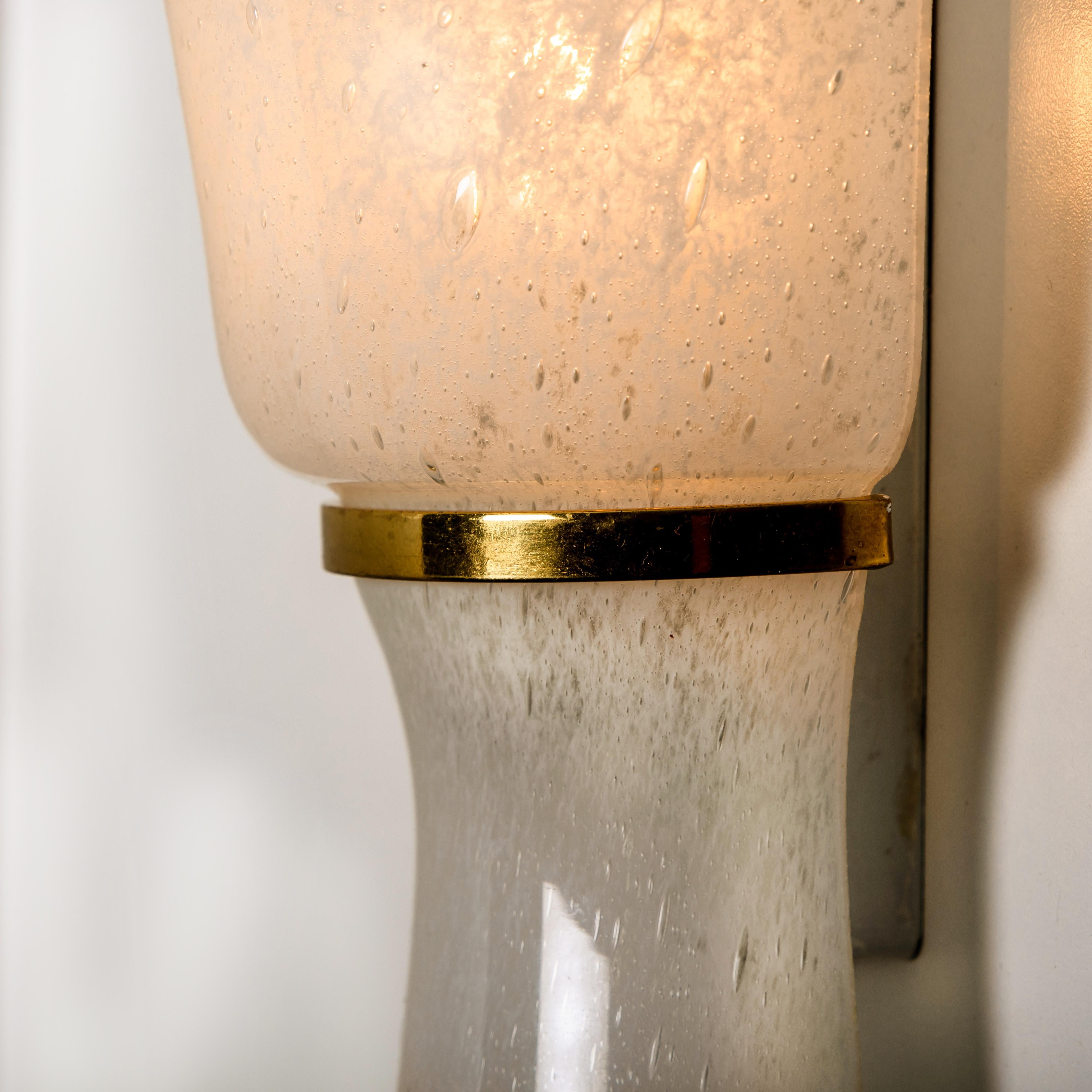 Pair of Doria Wall Sconces, Brass and Textured Glass, 1960s 6