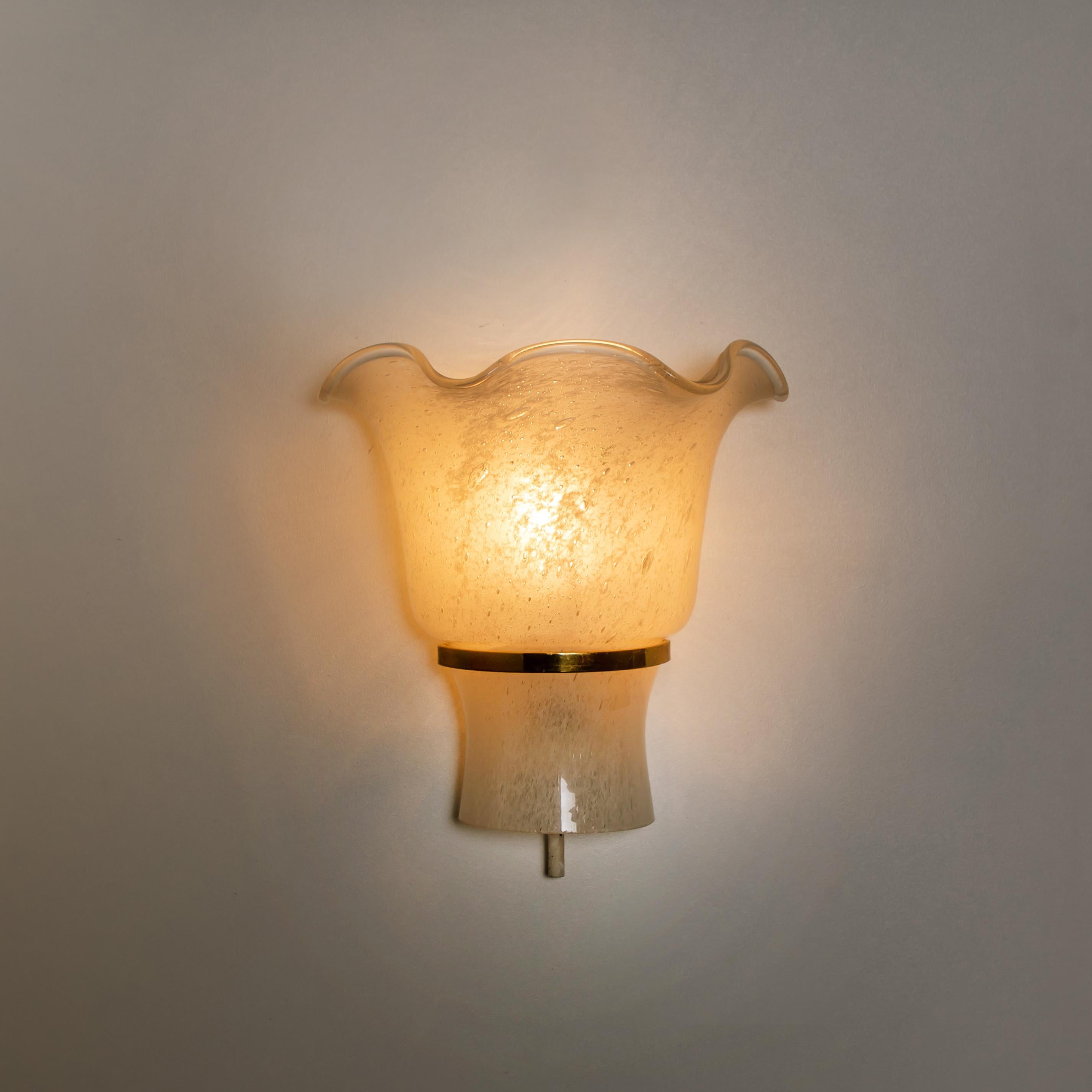 Pair of Doria Wall Sconces, Brass and Textured Glass, 1960s 2