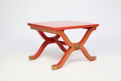 Pair of Dorothy Draper España Side Tables in Original Tangerine Orange Lacquer