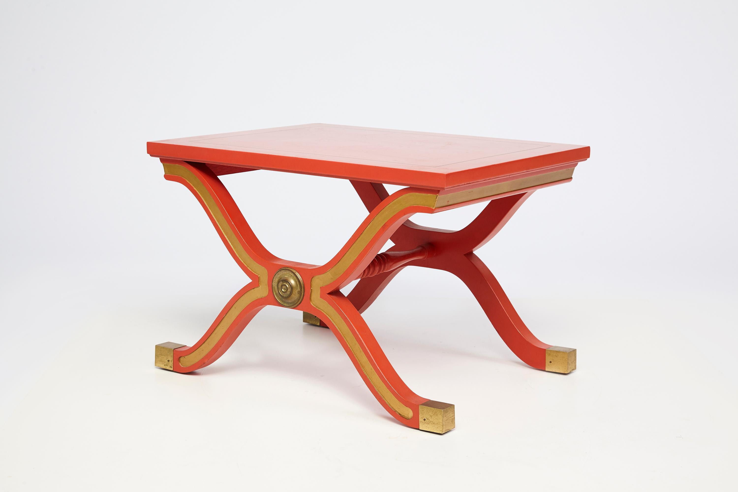 orange lacquer side table