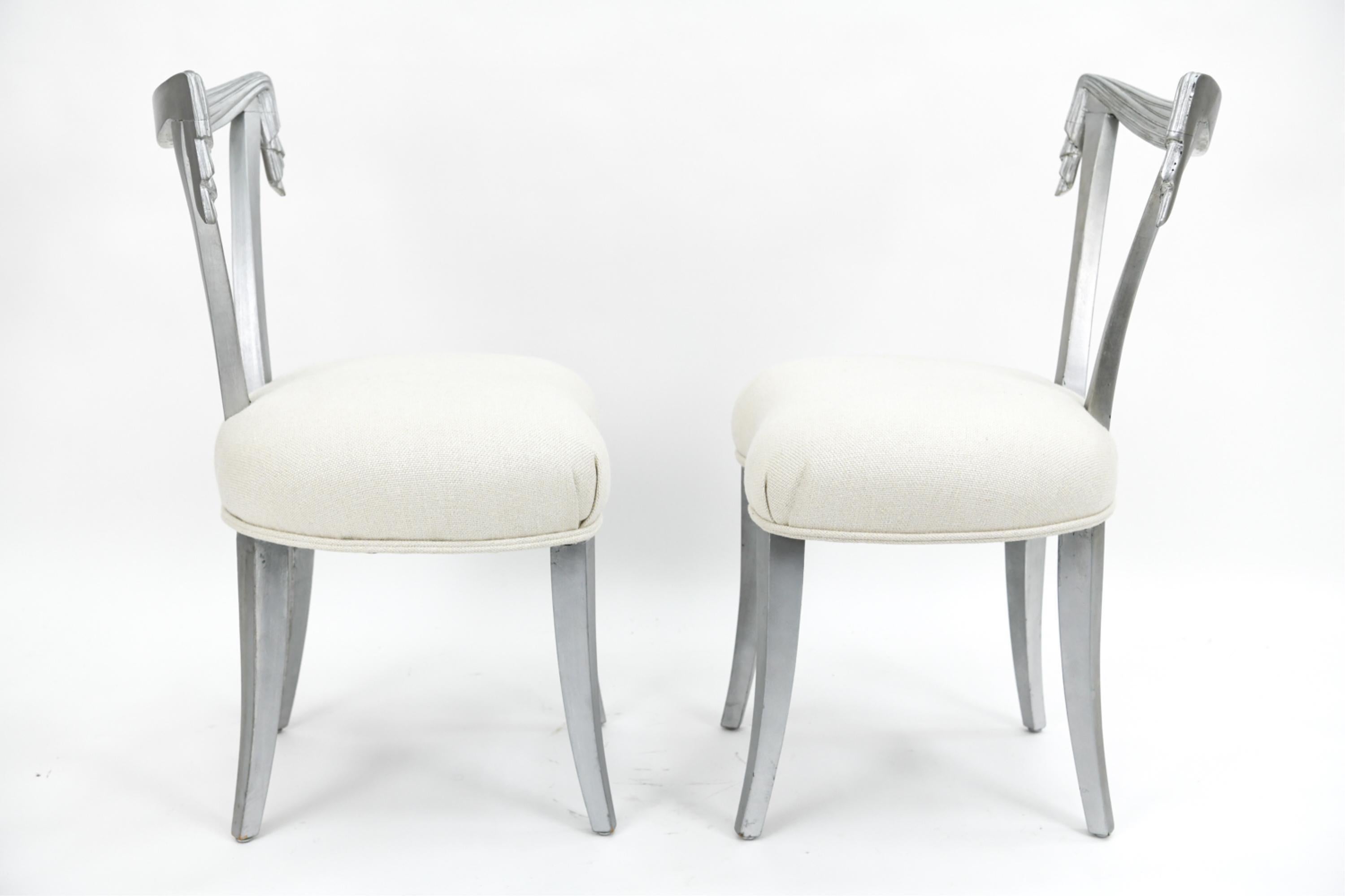 Hollywood Regency Pair of Dorothy Draper Grosfeld House Side Chairs, Mid-Century Modern For Sale
