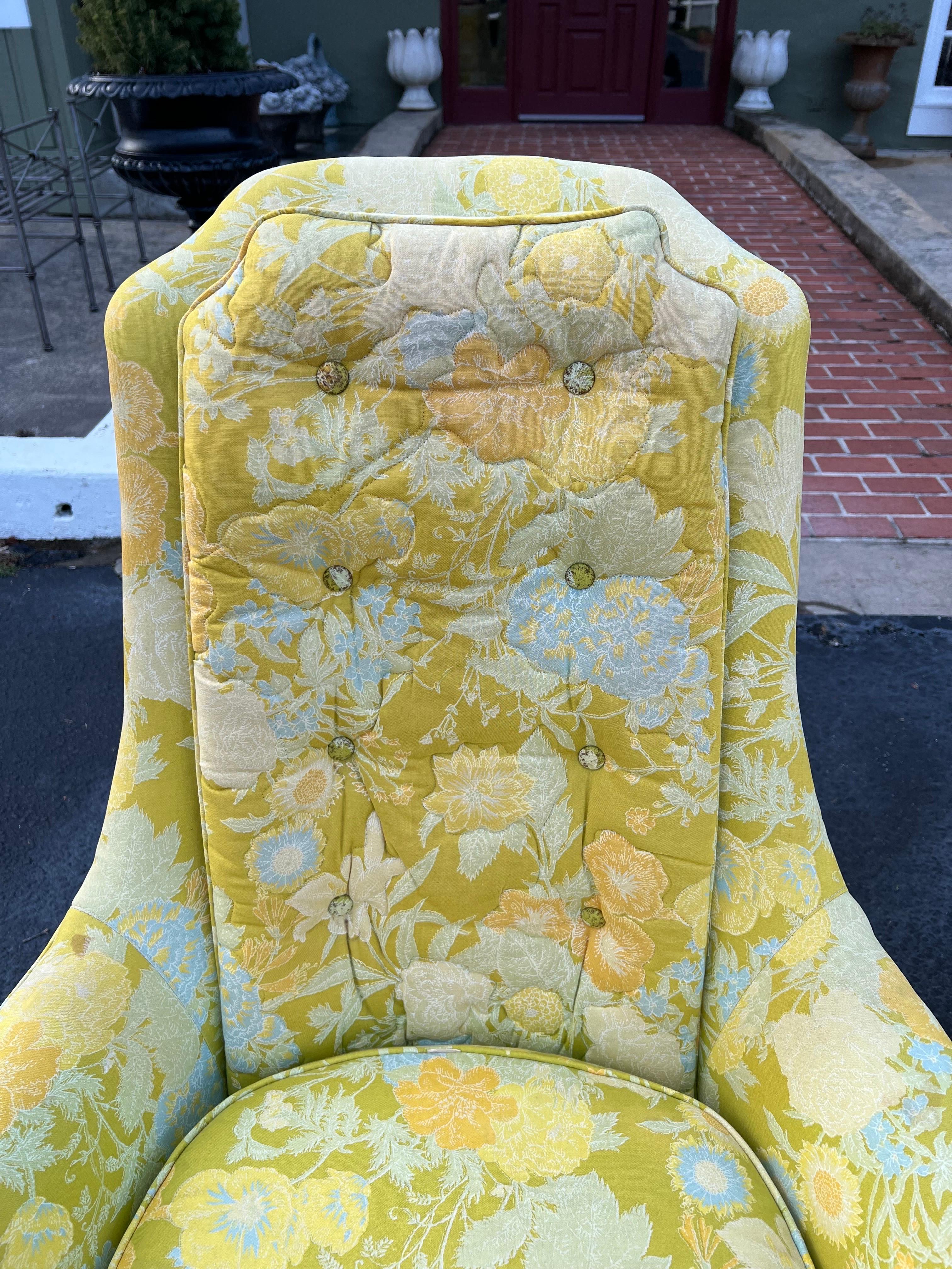 Pair of Dorothy Draper Style High back Chairs  For Sale 4