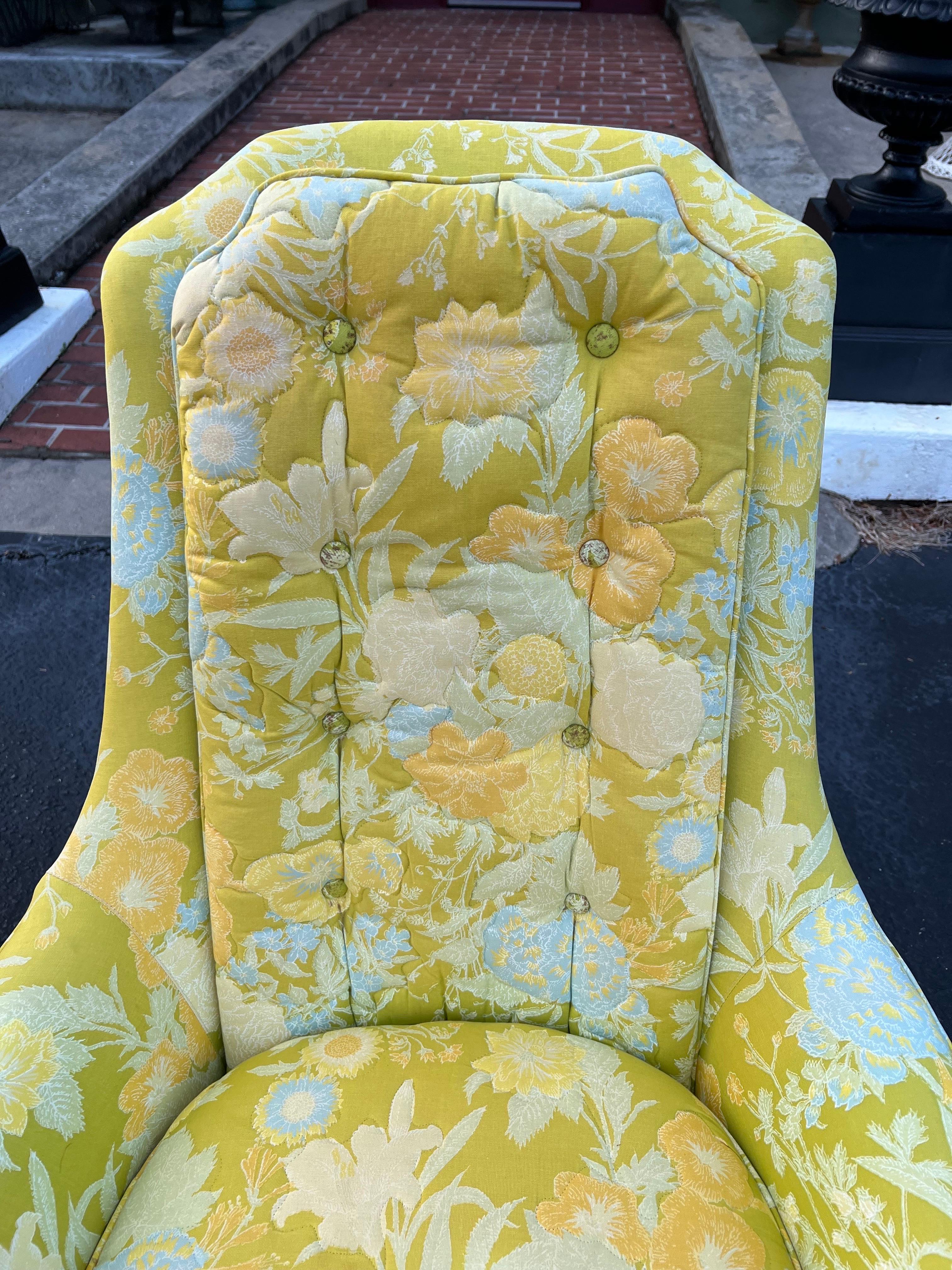 Pair of Dorothy Draper Style High back Chairs  For Sale 8