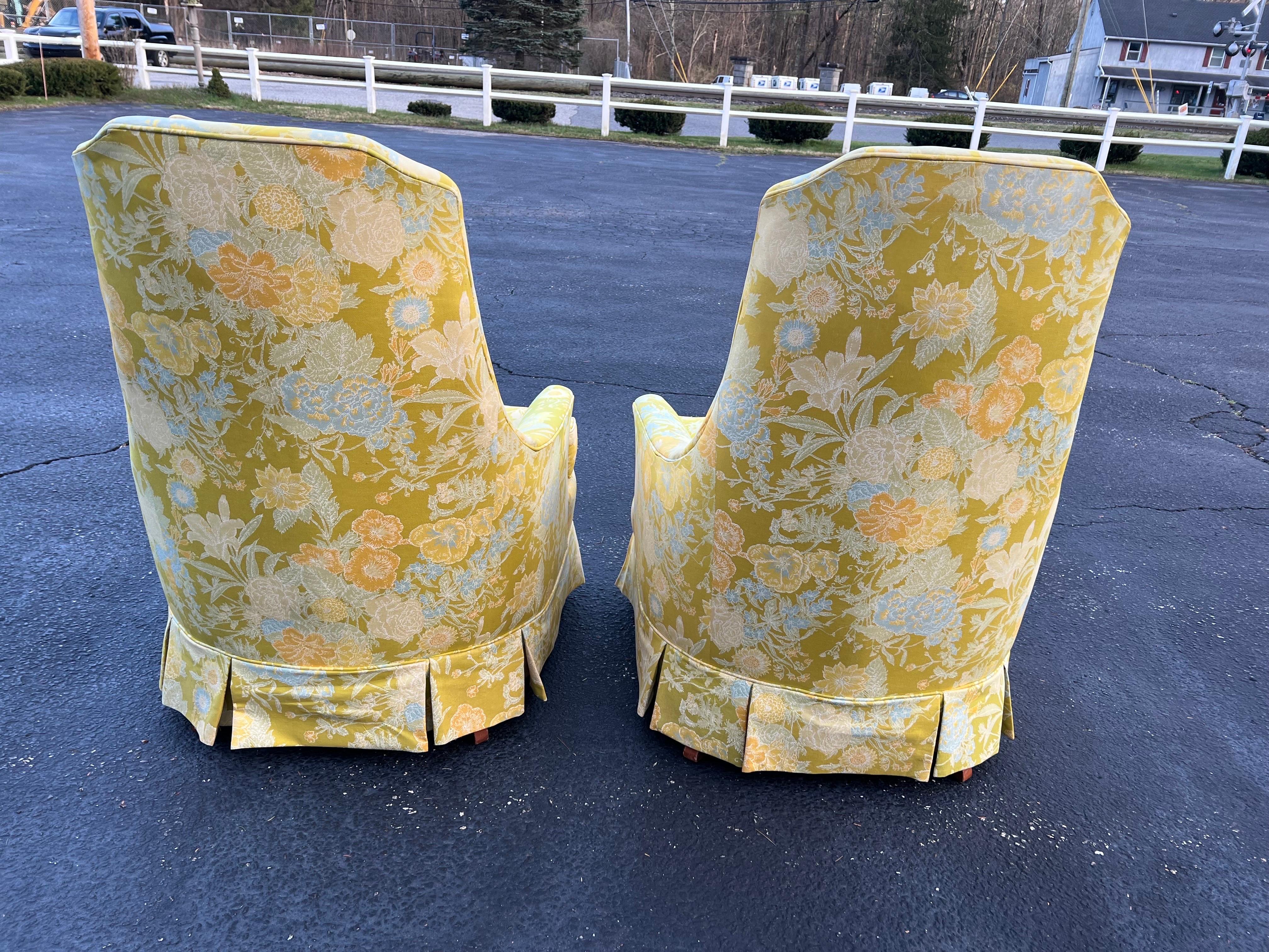 Pair of Dorothy Draper Style High back Chairs  For Sale 11