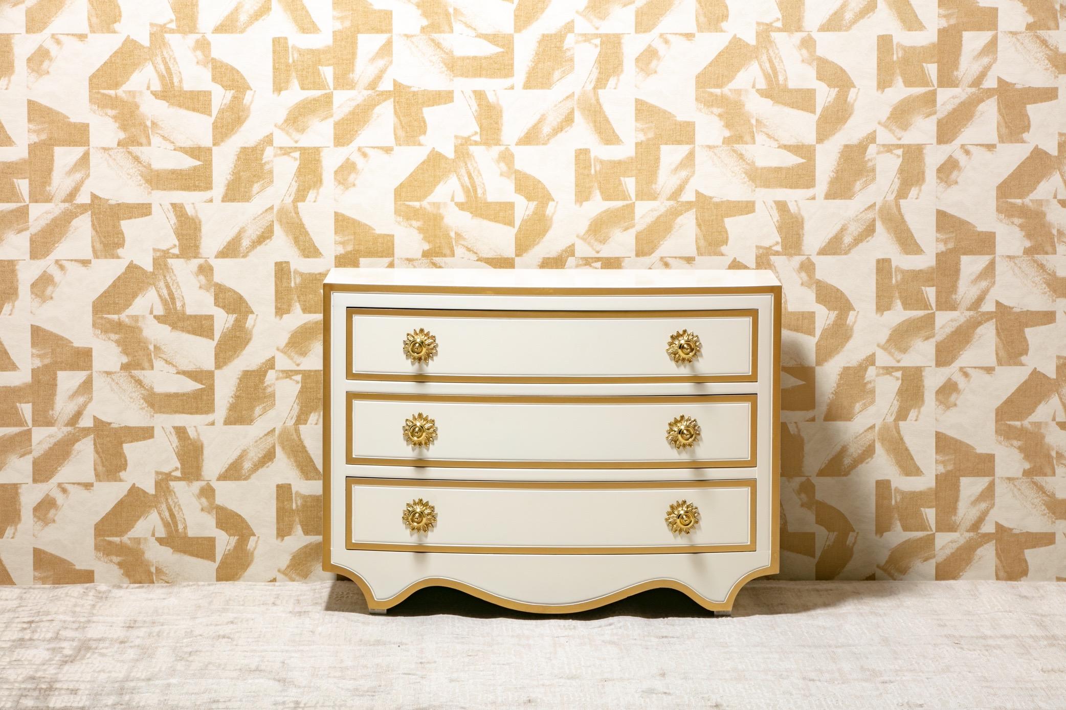 Pair of Dorothy Draper Viennese Collection Chests Lacquered in Ivory, circa 1963 6