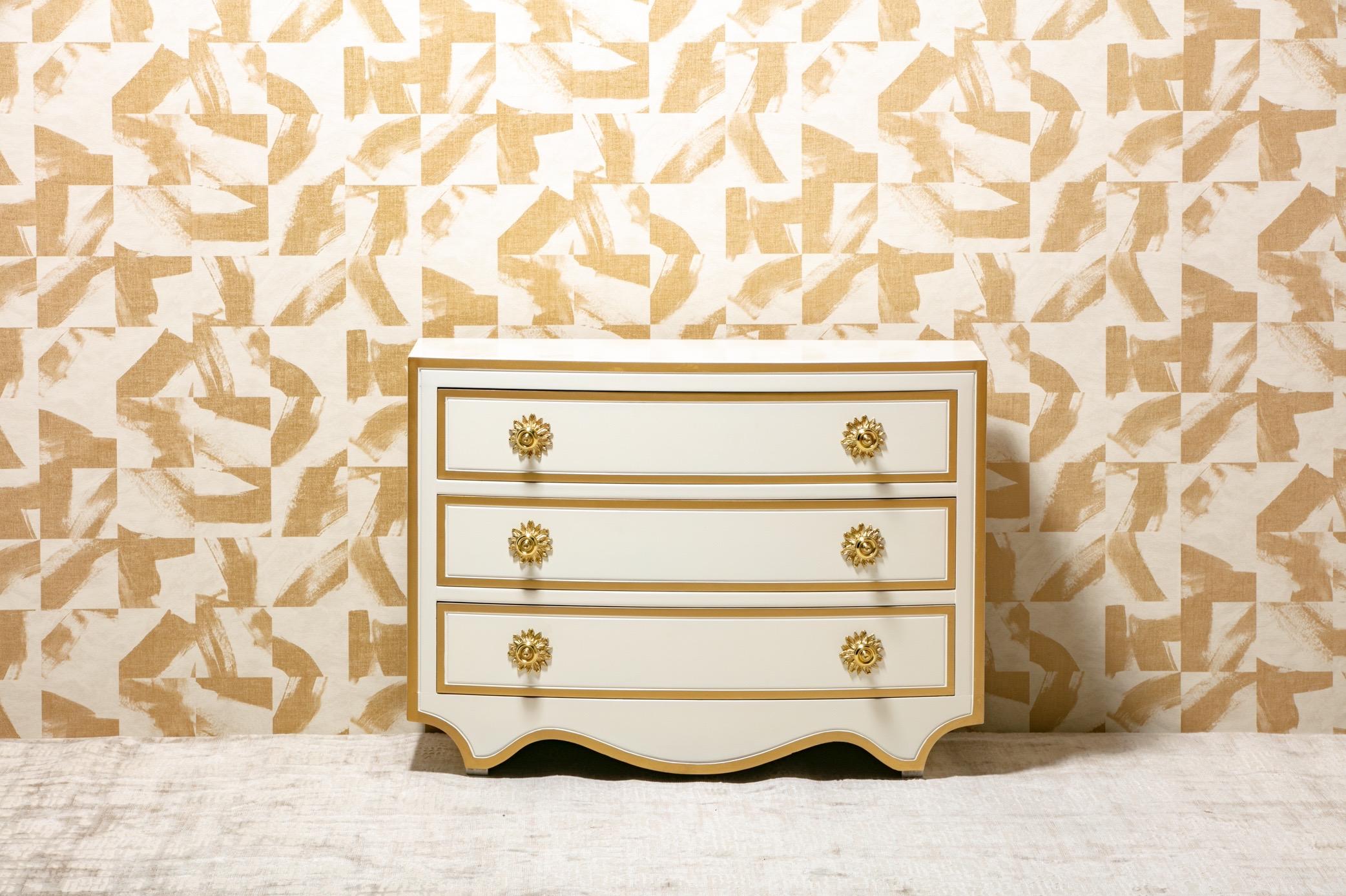 Pair of Dorothy Draper Viennese Collection Chests Lacquered in Ivory, circa 1963 For Sale 6