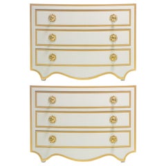 Vintage Pair of Dorothy Draper Viennese Collection Chests Lacquered in Ivory, circa 1963