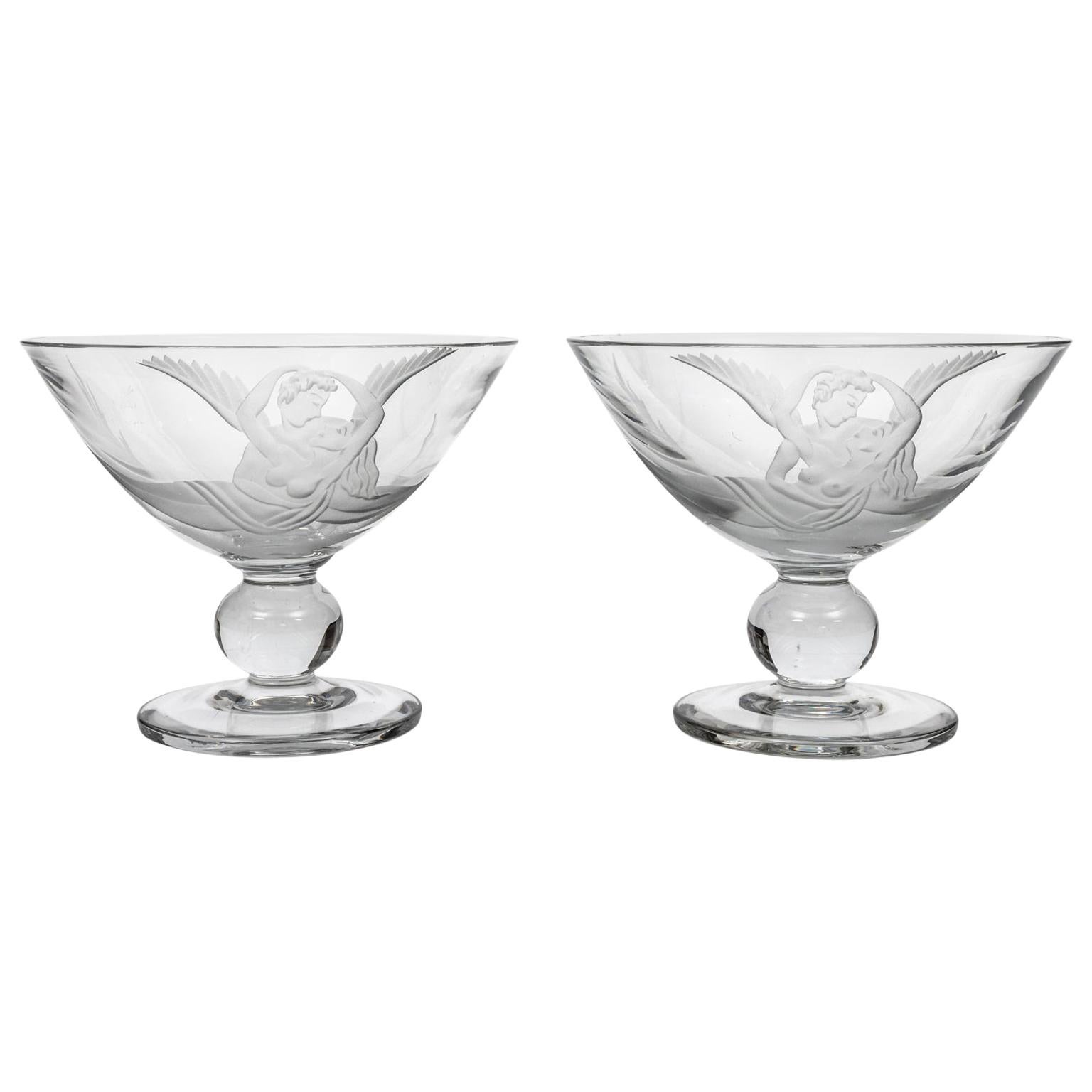 Pair of Dorothy Thorpe Art Deco Compotes For Sale