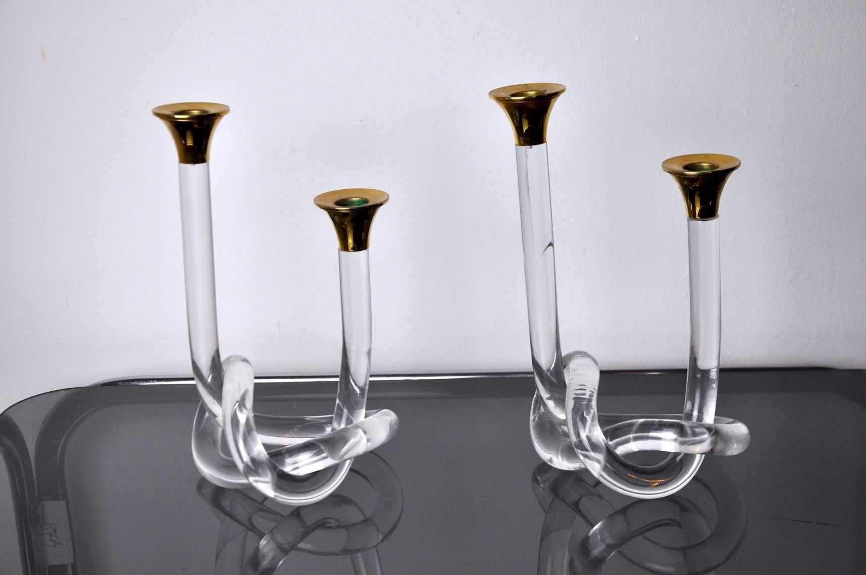 lucite candle sticks