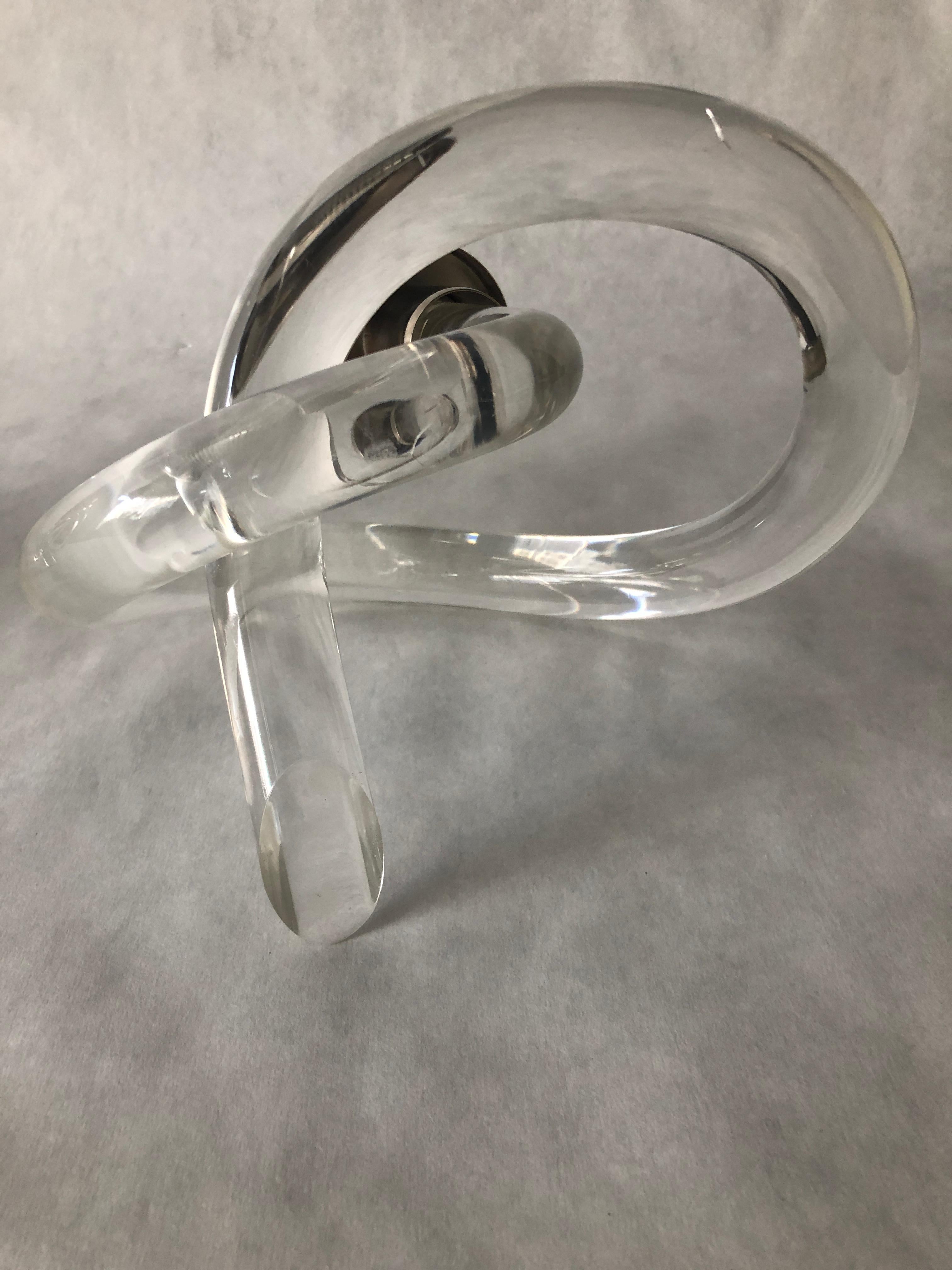 Pair of Dorothy Thorpe Lucite & Plated Silver Accent Pretzel Candlestick Holders For Sale 5