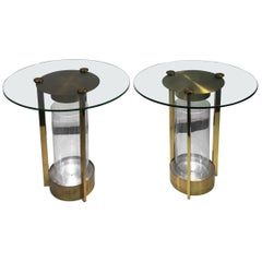 Pair of Dorothy Thorpe Modernist Art Deco Illumunated Brass Tables Pair of Dorothy Thorpe Modernist Art Deco Illumunated Brass Tables