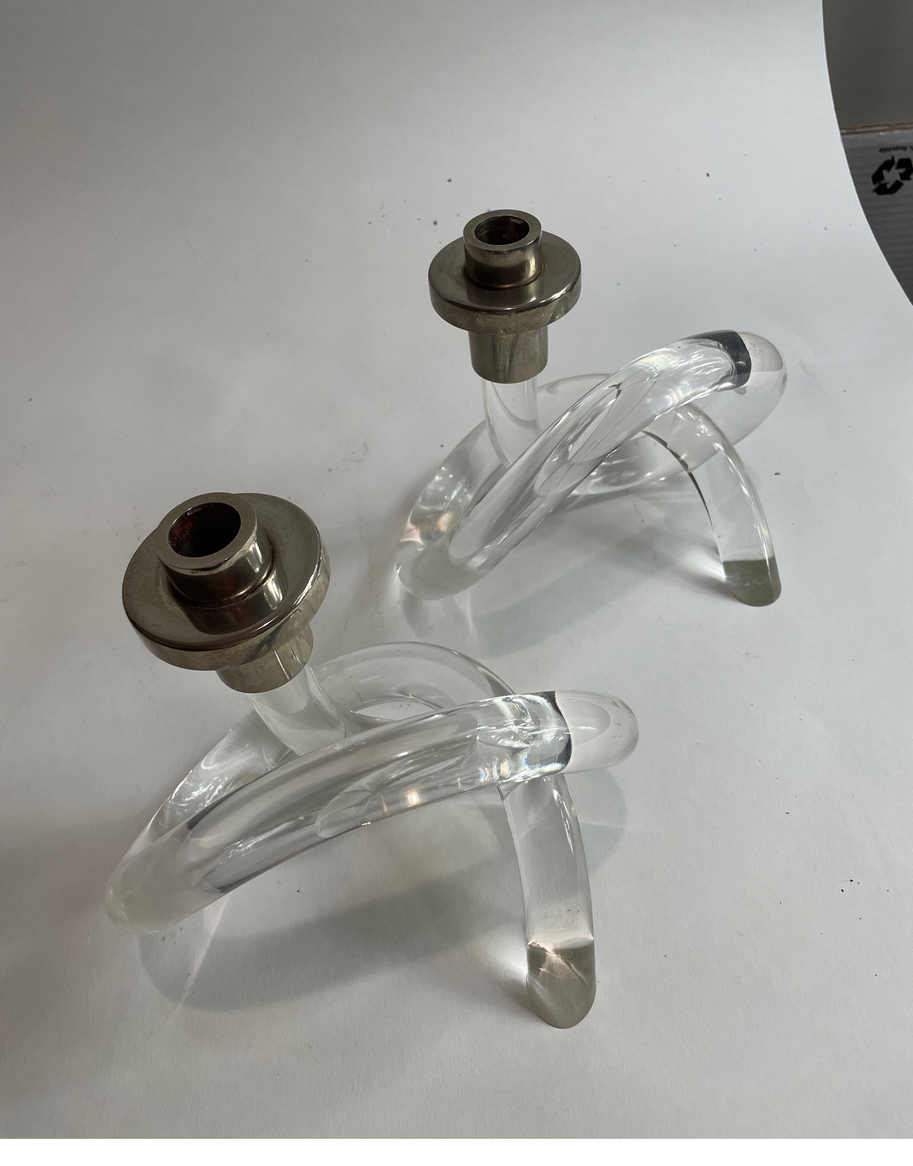 Pair of Dorothy Thorpe pretzel candlesticks  In Good Condition In Chicago, IL