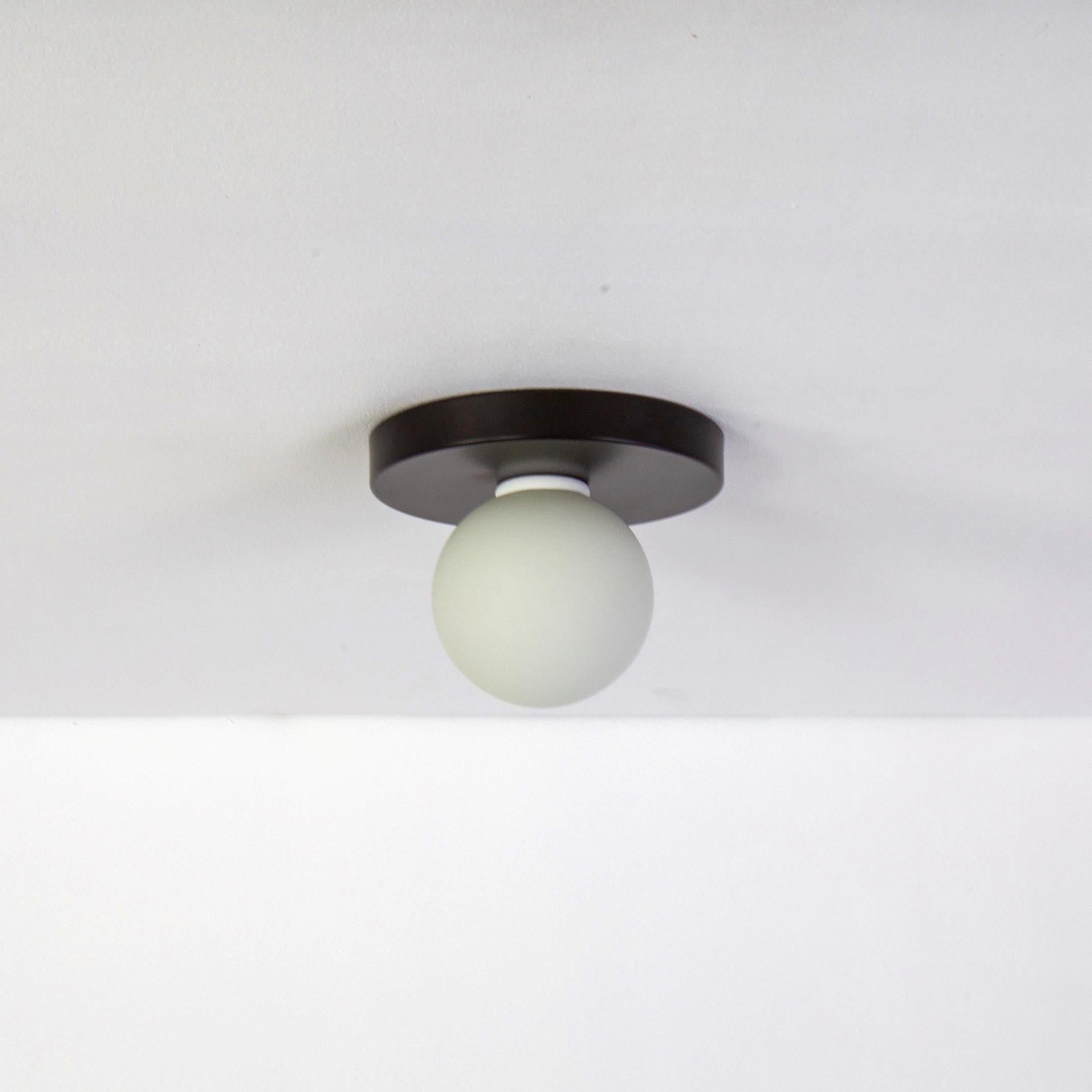 Powder-Coated Pair of Globe Flush Mounts by Research.Lighting, Black Made to Order For Sale