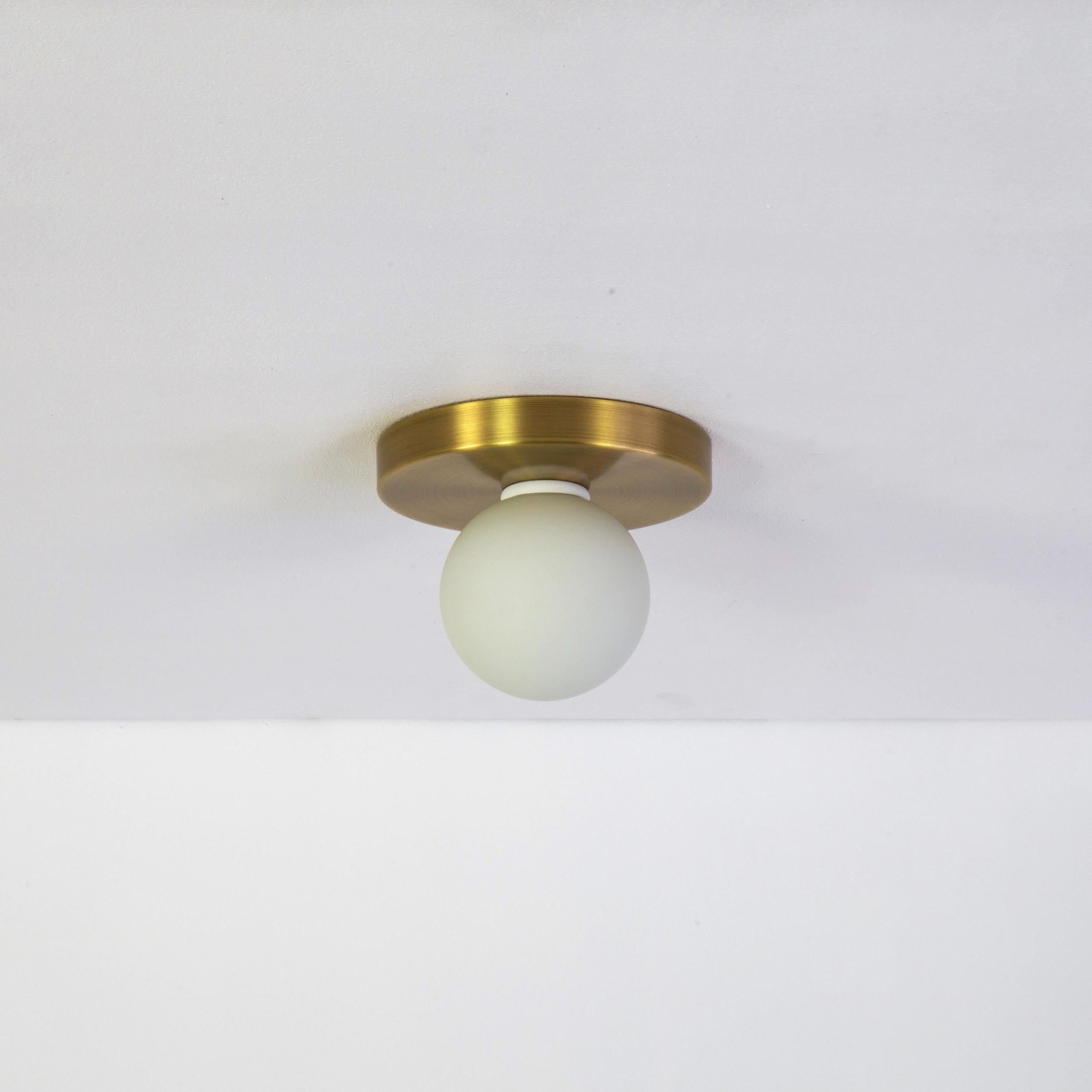 American Pair of Globe Flush Mounts by Research.Lighting, Brushed Brass, Made to Order For Sale