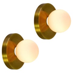 Pair of Globe Sconces by Research.Lighting, Brushed Brass, Made to Order