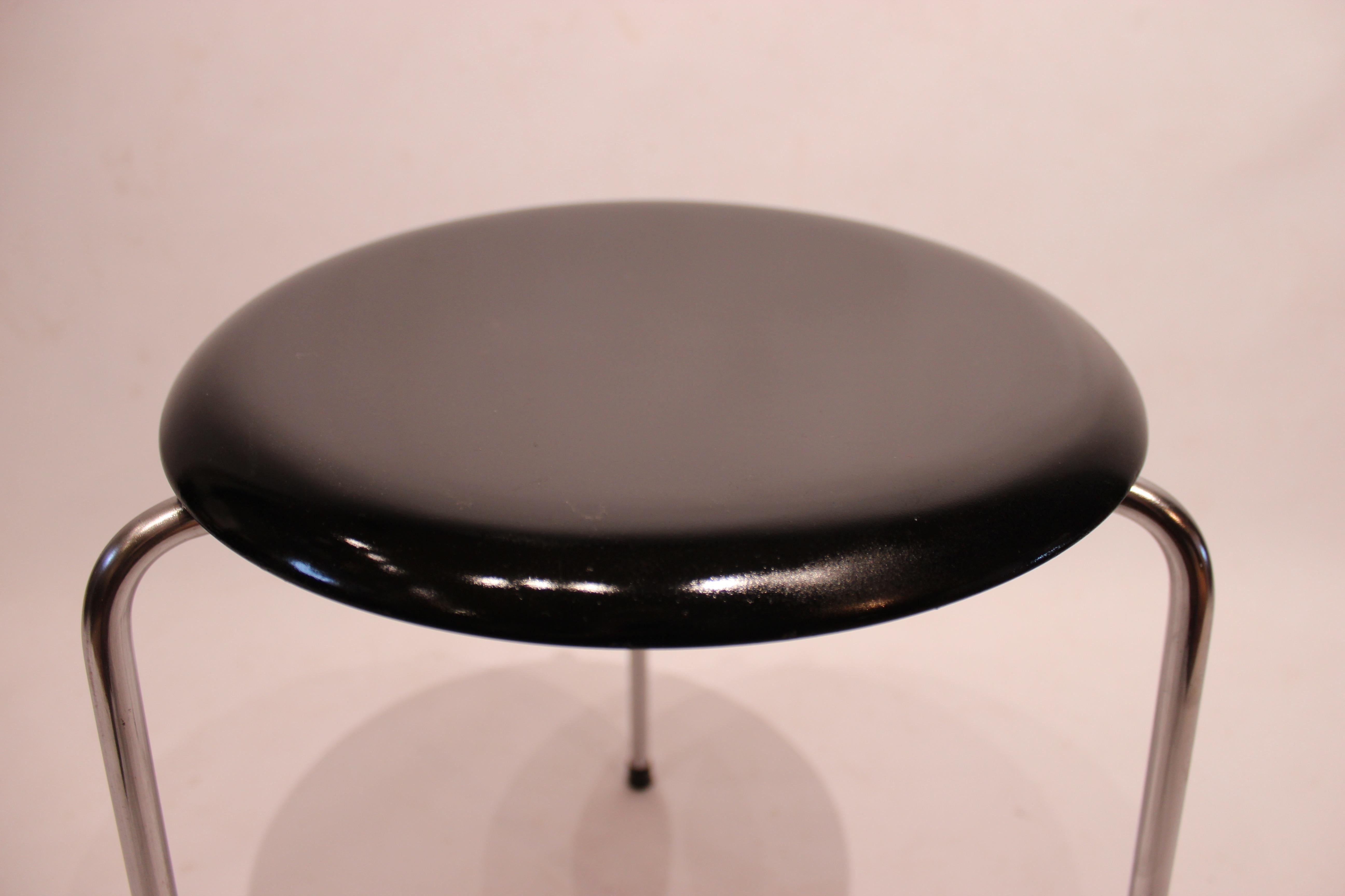 Danish Pair of Dot Stools in Black by Arne Jacobsen and Fritz Hansen, from 1971