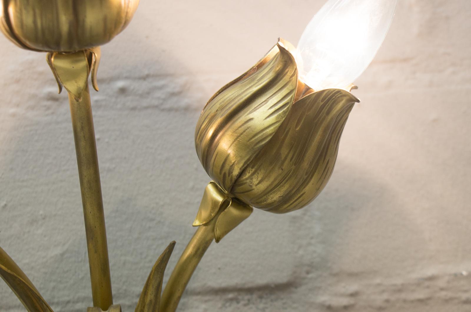 Pair of Double 3-Light Solid Bronze Wall Lights, Germany, 1970s For Sale 8