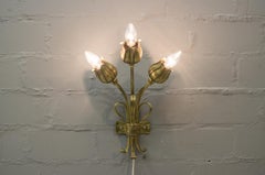 Pair of Double 3-Light Solid Bronze Wall Lights, Germany, 1970s