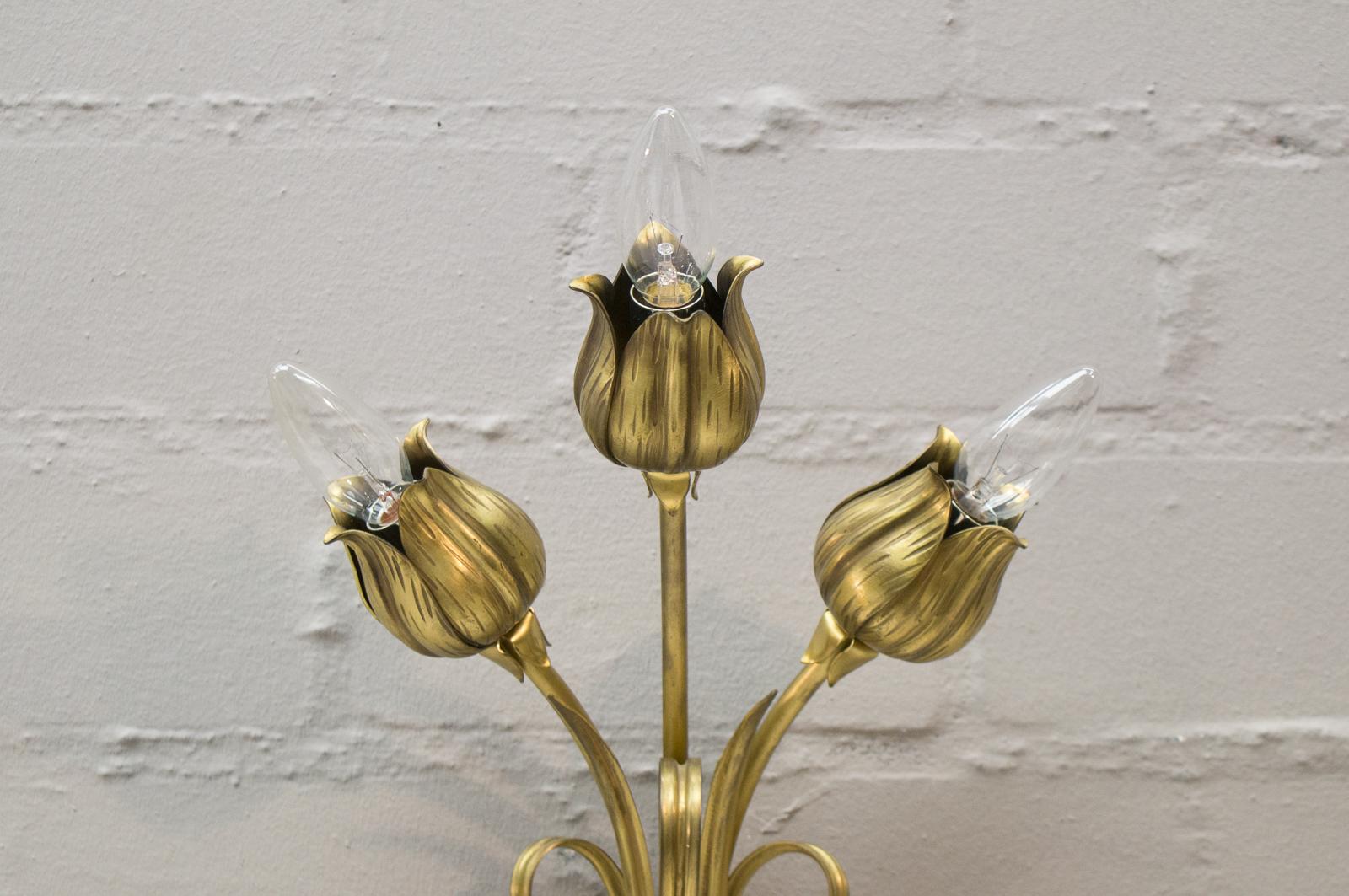 Paar Doppel-Wandleuchten aus massiver Bronze mit 3 Lichtern, Deutschland, 1970er Jahre im Angebot 1