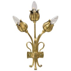 Pair of Double 3-Light Solid Bronze Wall Lights, Germany, 1970s