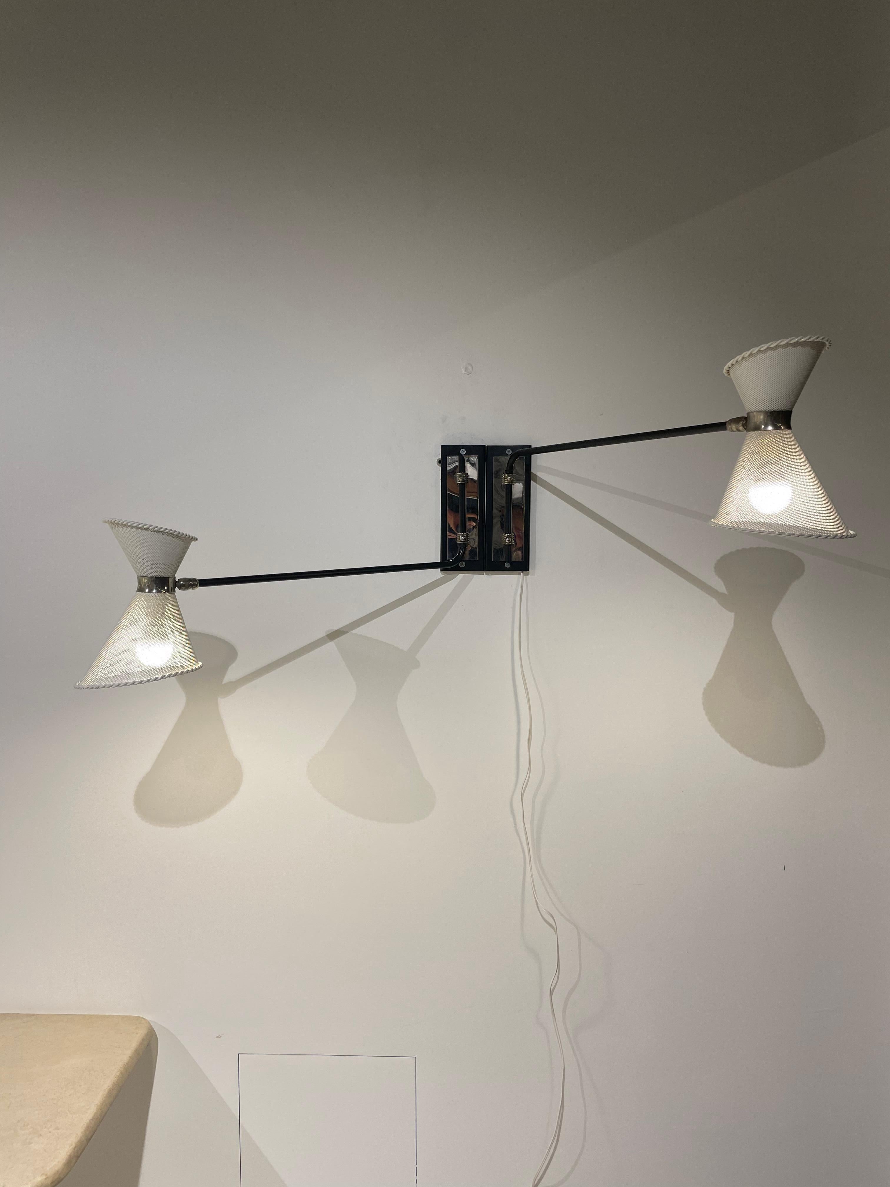 Pair of Double Adjustable Wall Lights by Arlus 1950 12