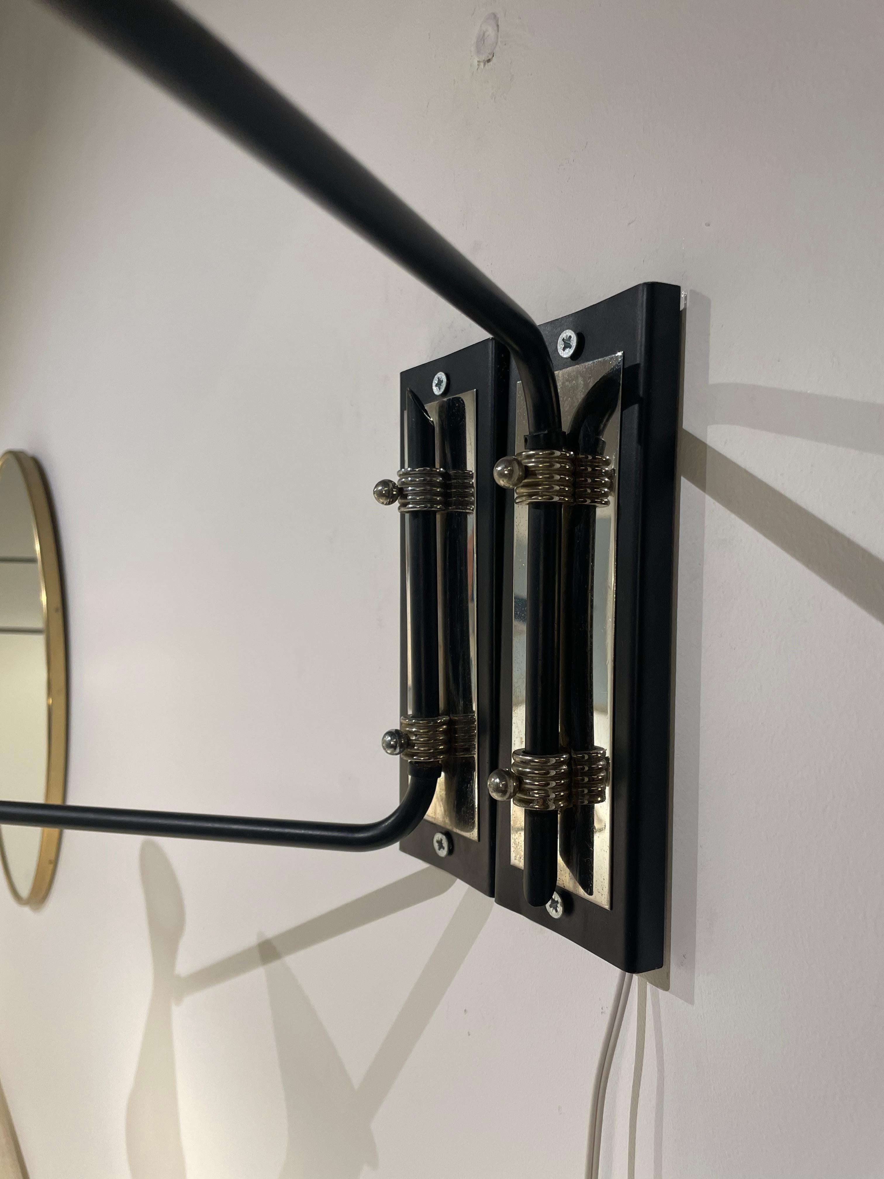 Pair of Double Adjustable Wall Lights by Arlus 1950 In Good Condition In Saint-Ouen, FR