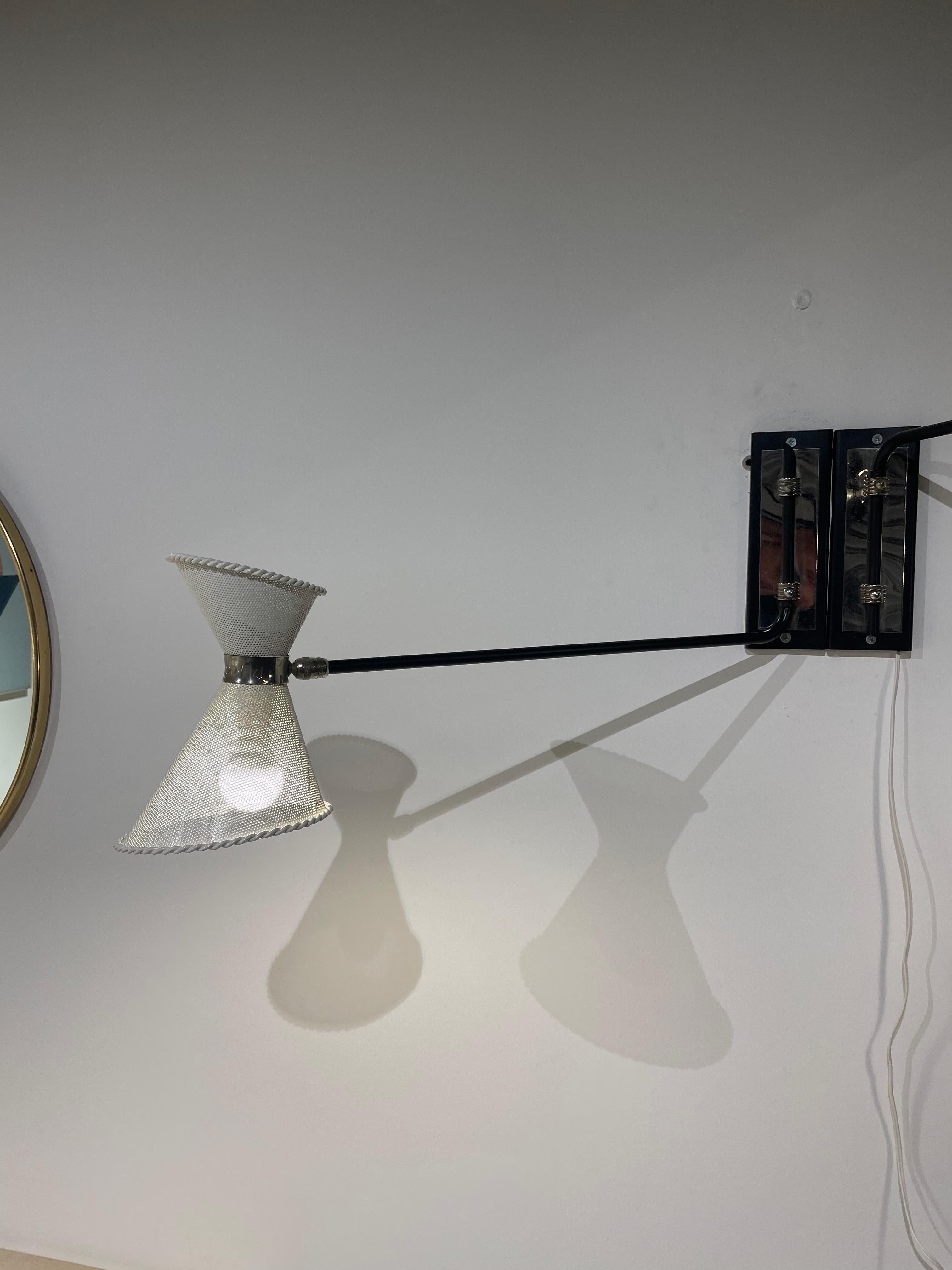 20th Century Pair of Double Adjustable Wall Lights by Arlus 1950