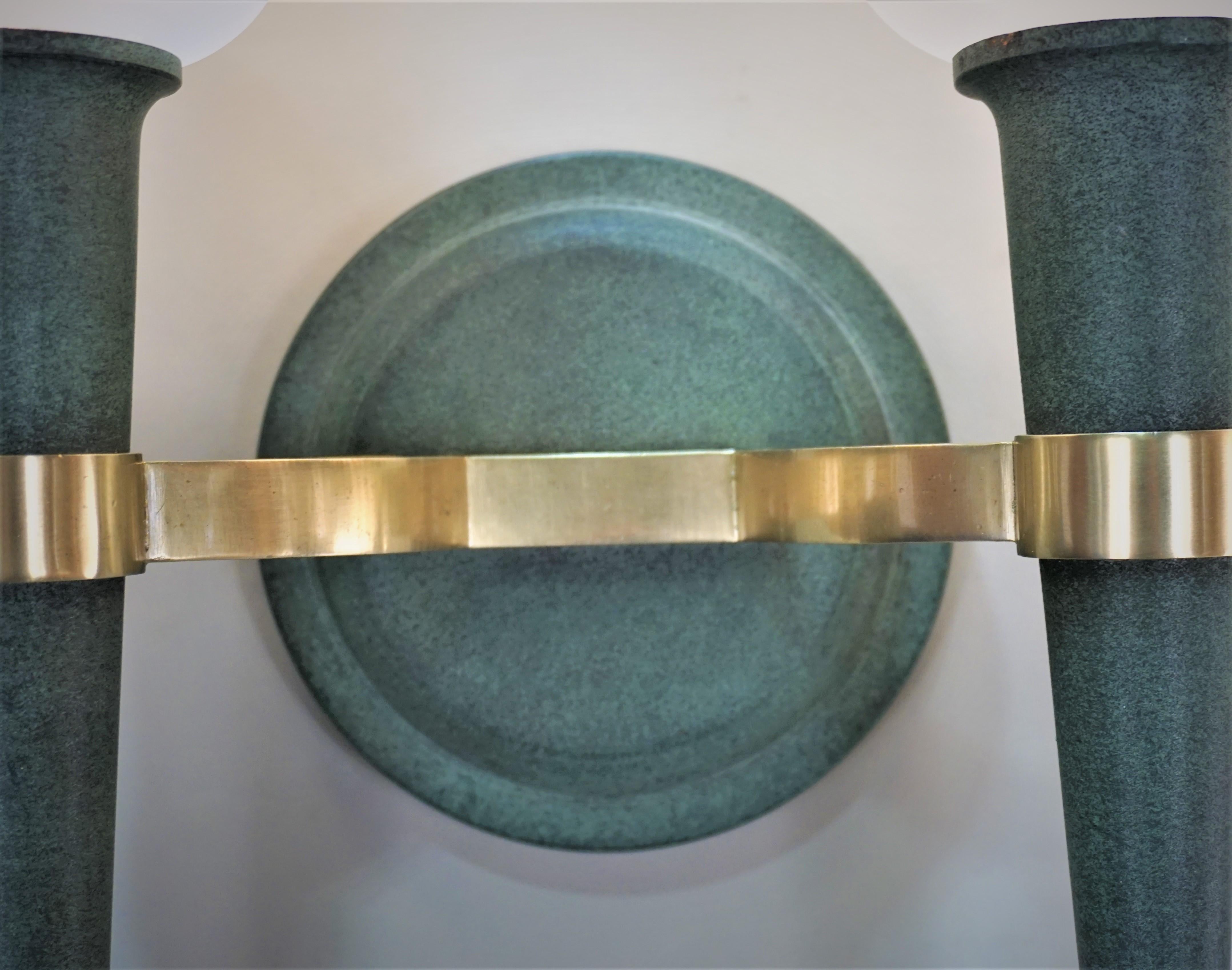Pair of Double Arm Bronze Wall Sconces by Perzel In Good Condition For Sale In Fairfax, VA
