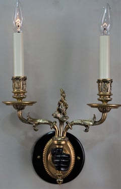 Pair of Double Arm Bronze Wall Sconces