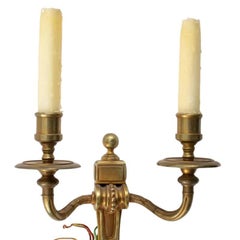 Pair of Double Arm Gilt Bronze Vintage Neoclassical Sconces