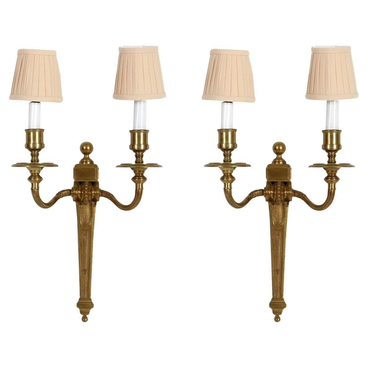 Pair of Double Arm Gilt Neoclassical Sconces